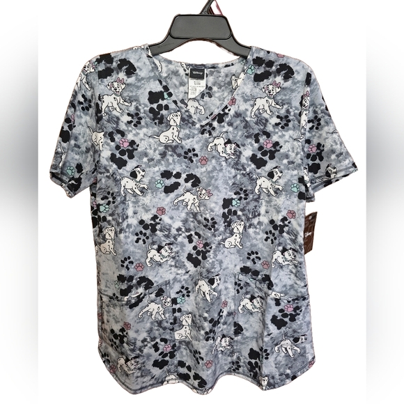 Disney 101 Dalmations V-neck Scrub Top Avail Sizes S M NWT - Picture 1 of 2